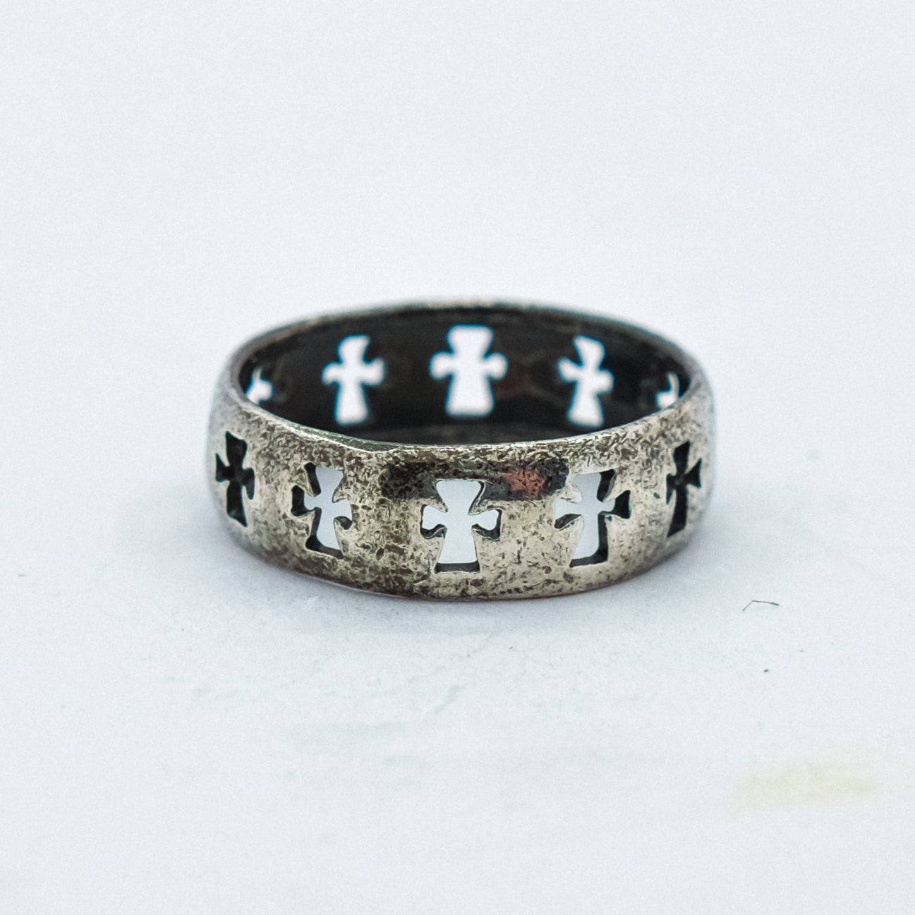 vintage silver infinity cross ring P47.N61.