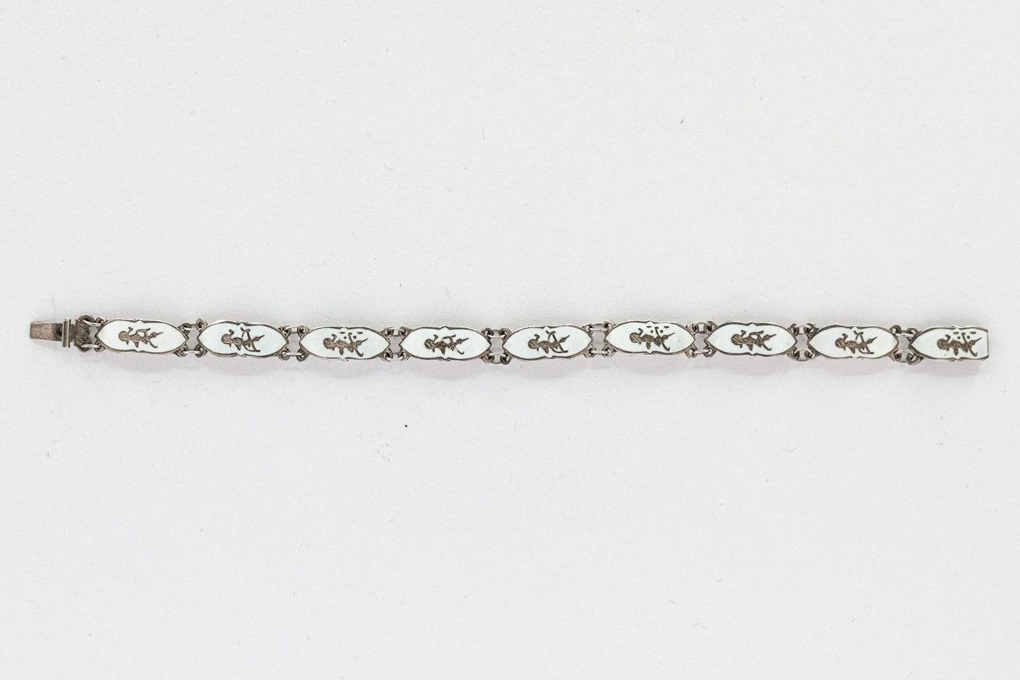 antique 7 inch siam white enamel bracelet My Store
