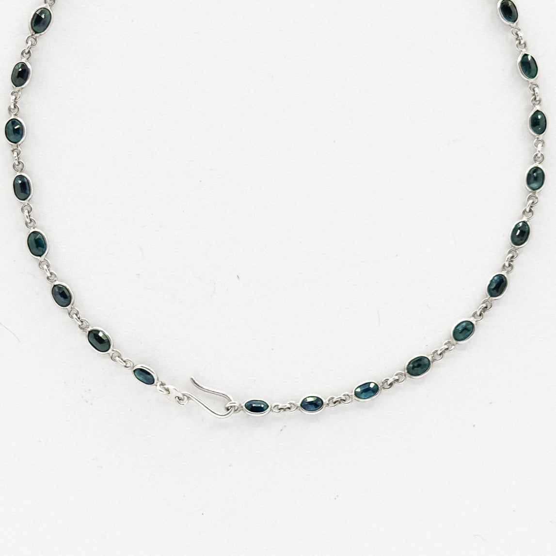 blue topaz 18 inch window tennis necklace My Store