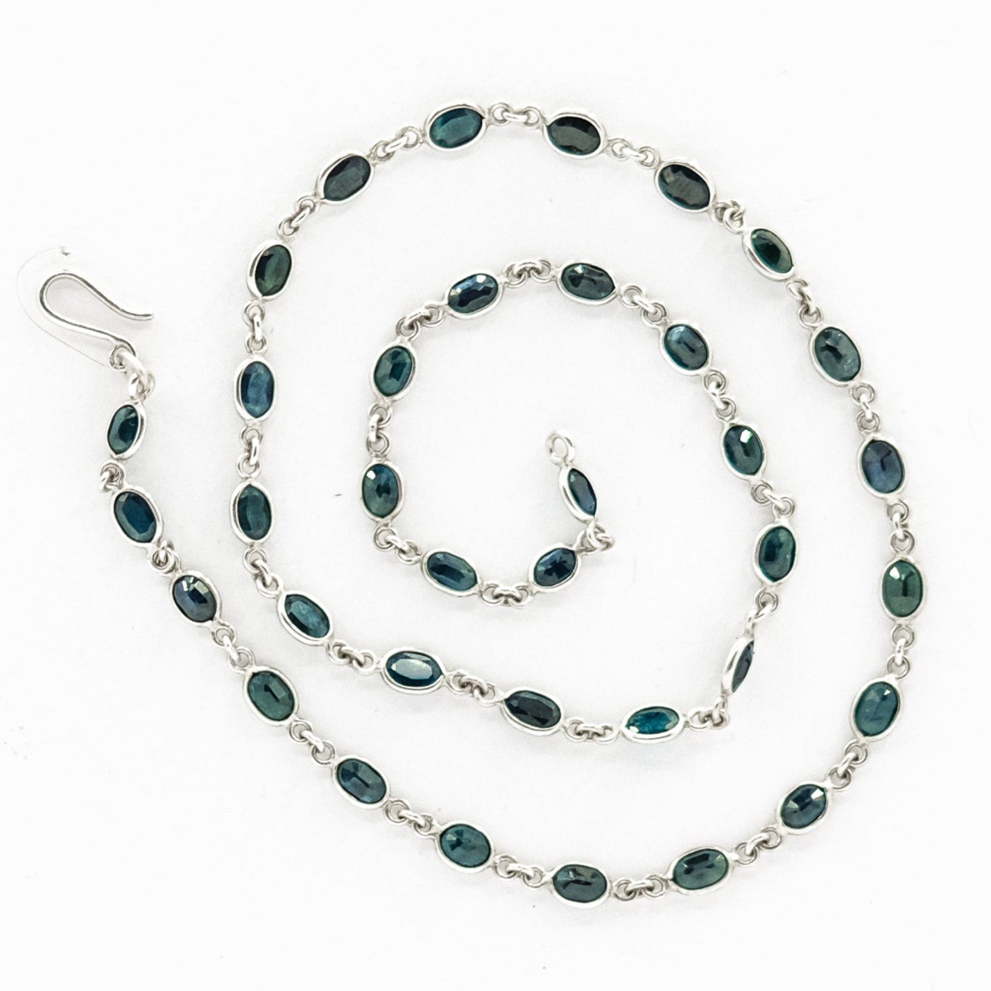 blue topaz 18 inch window tennis necklace My Store