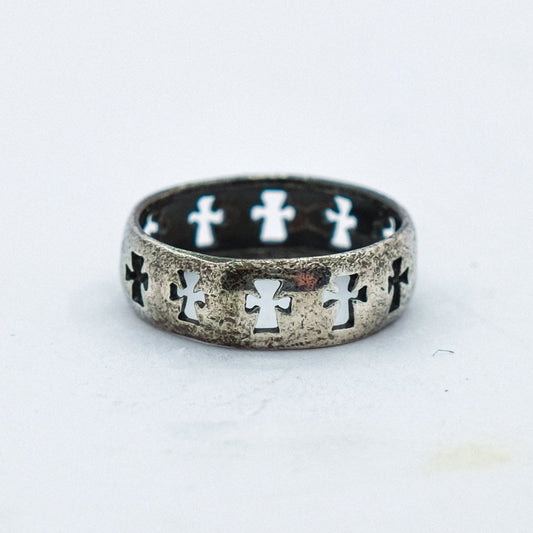 vintage silver infinity cross ring P47.N61.