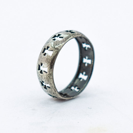 vintage silver infinity cross ring P47.N61.