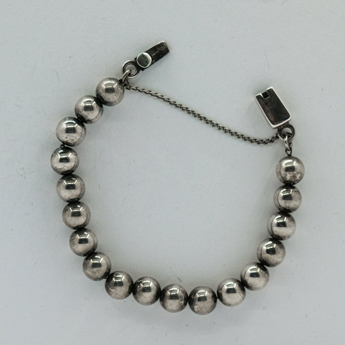 beaded rosery 8 inch bracelet with safety chain P47.N61.