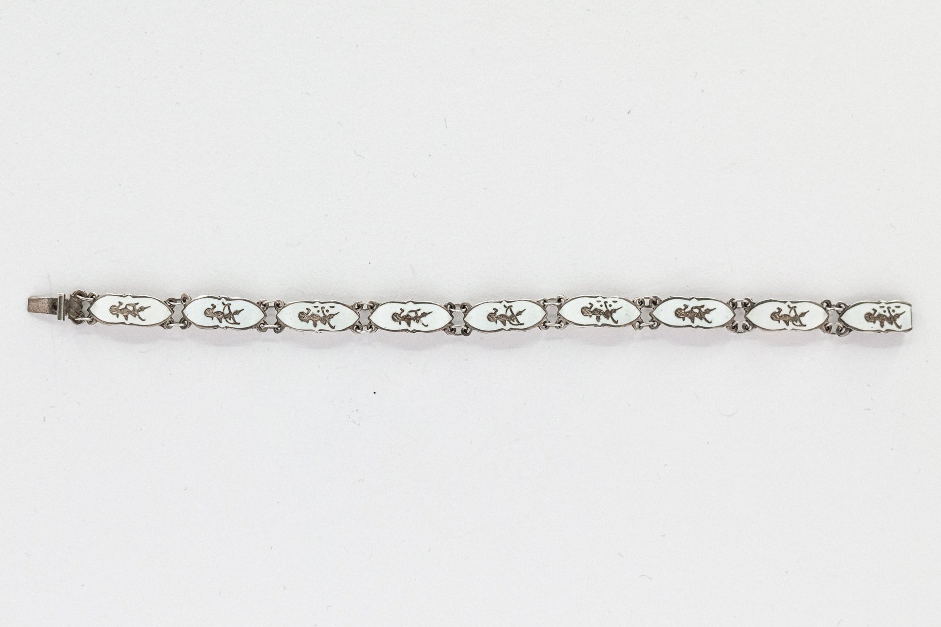 antique 7 inch siam white enamel bracelet My Store