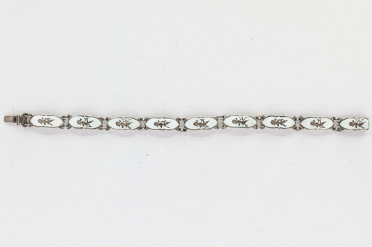 vintage 7 inch siam white enamel bracelet P47.N61.