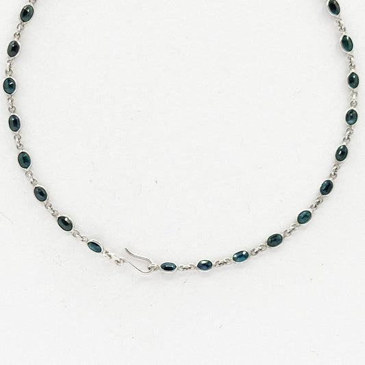 blue topaz 18 inch window tennis necklace My Store